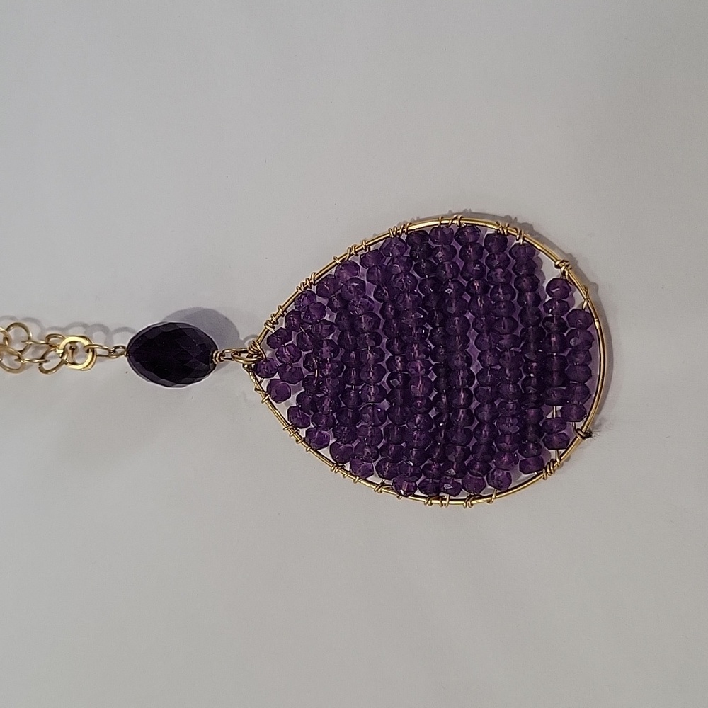 Purple Beaded Pendant Necklace